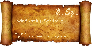 Modránszky Szilvia névjegykártya